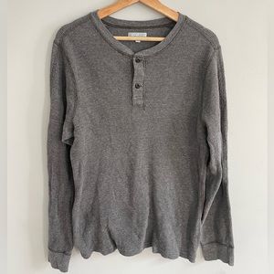 Wallace & Barnes Men's Long Sleeve Thermal knit Henley Shirt Gray Size L